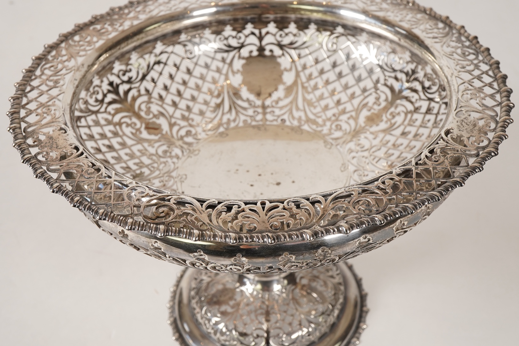 An Edwardian pierced silver comport, by James Dixon & Sons